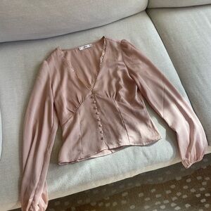 Mango Blush Pink Blouse with Button Detail